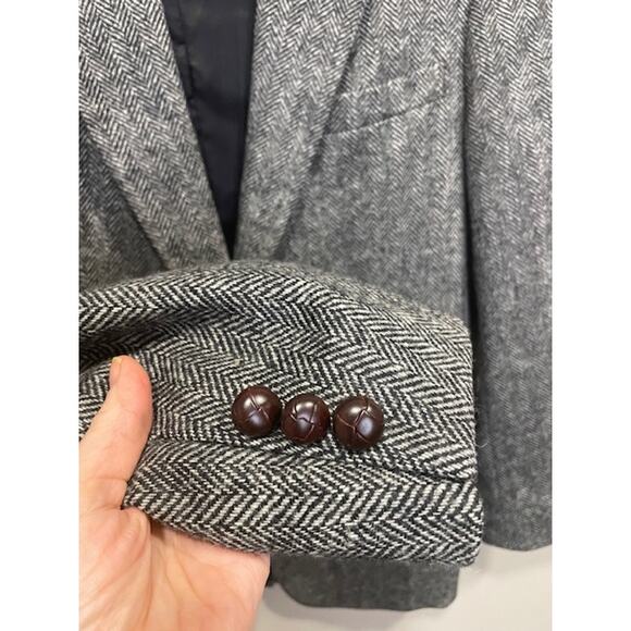 VINTAGE Tweed Sport Coat Mens 40R Brown Gray Herringbone Wool Lambs Wool Blend - Picture 12 of 12